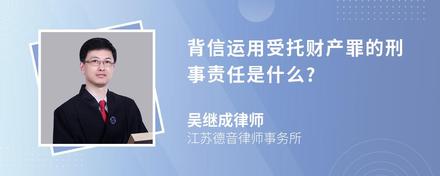 背信运用受托财产罪的刑事责任是什么?