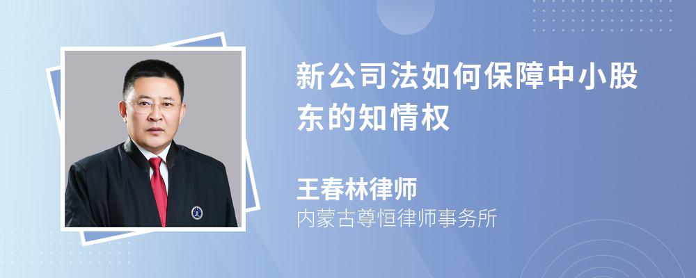 新公司法如何保障中小股东的知情权