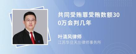 共同受贿罪受贿数额300万会判几年