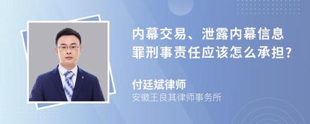 内幕交易、泄露内幕信息罪刑事责任应该怎么承担?