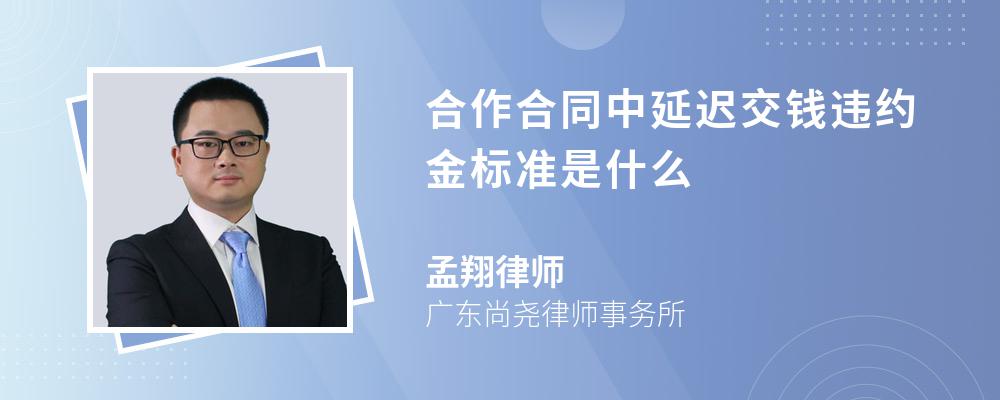 合作合同中延迟交钱违约金标准是什么