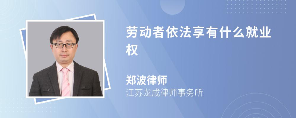 劳动者依法享有什么就业权