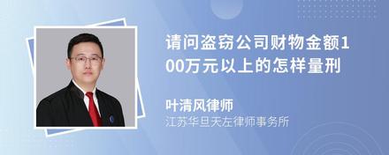 请问盗窃公司财物金额100万元以上的怎样量刑