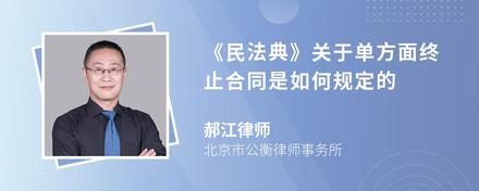 《民法典》关于单方面终止合同是如何规定的