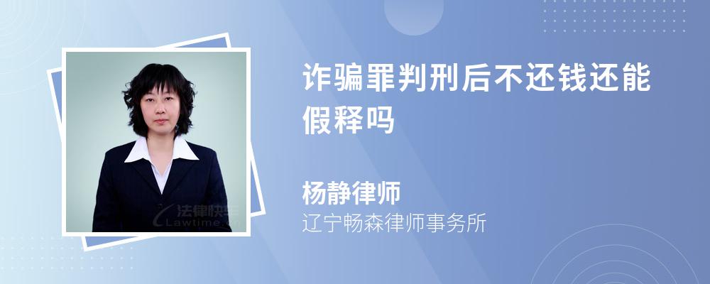 诈骗罪判刑后不还钱还能假释吗