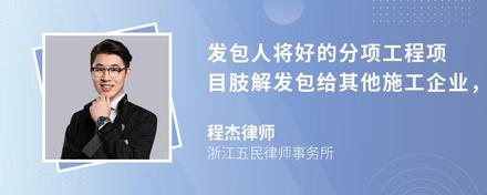 发包人将好的分项工程项目肢解发包给其他施工企业，总包单位可以怎么进行处理