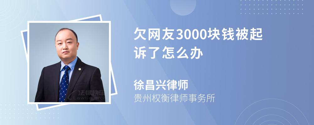 欠网友3000块钱被起诉了怎么办