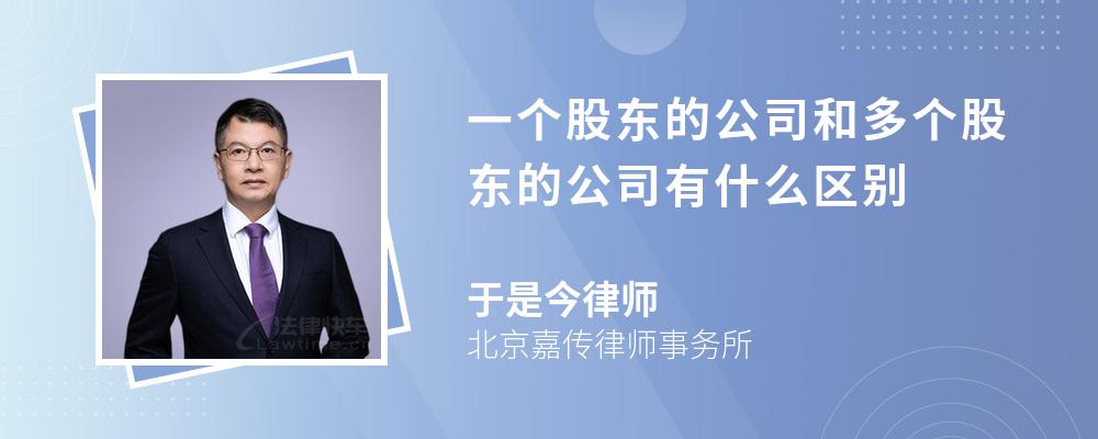 一个股东的公司和多个股东的公司有什么区别