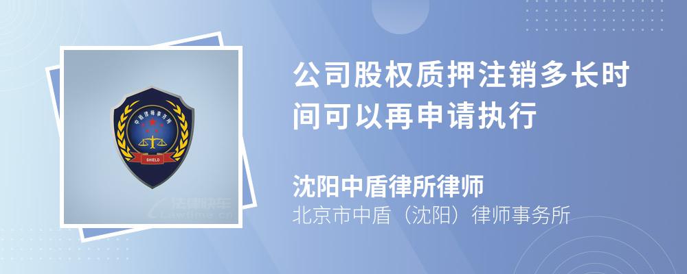 公司股权质押注销多长时间可以再申请执行