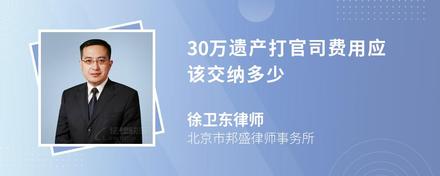 30万遗产打官司费用应该交纳多少