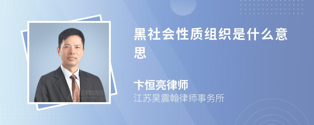 黑社会性质组织是什么意思